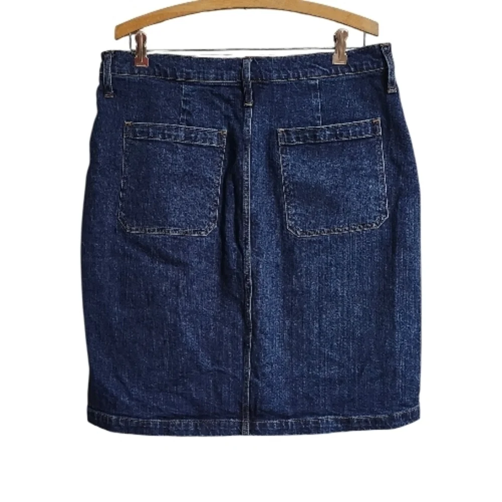 Denim Button-Front Skirt